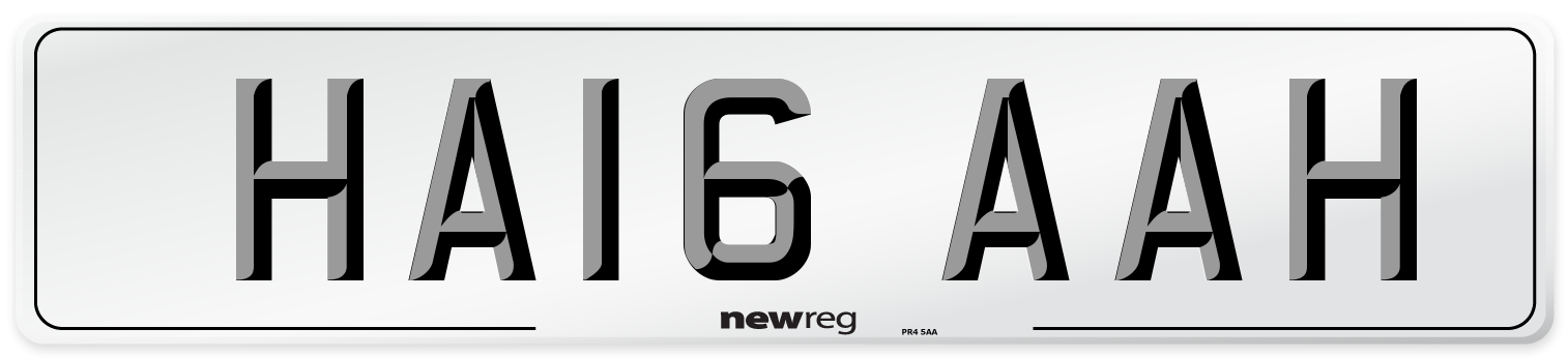 HA16 AAH Number Plate from New Reg